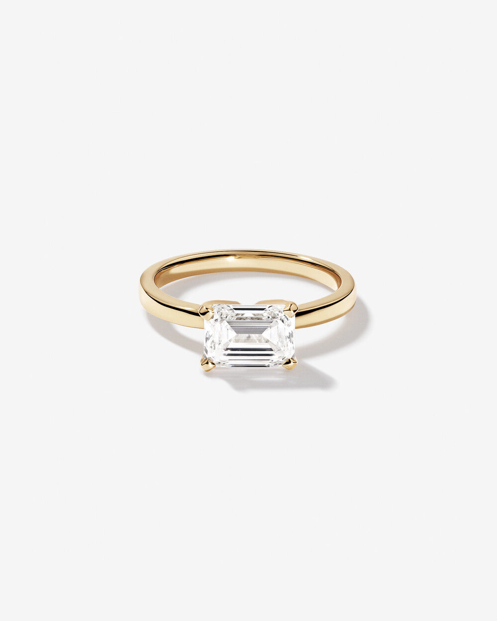 3.00 Carat East West Emerald Cut Lab-Grown Diamond Solitaire Engagement Ring in 14kt Gold