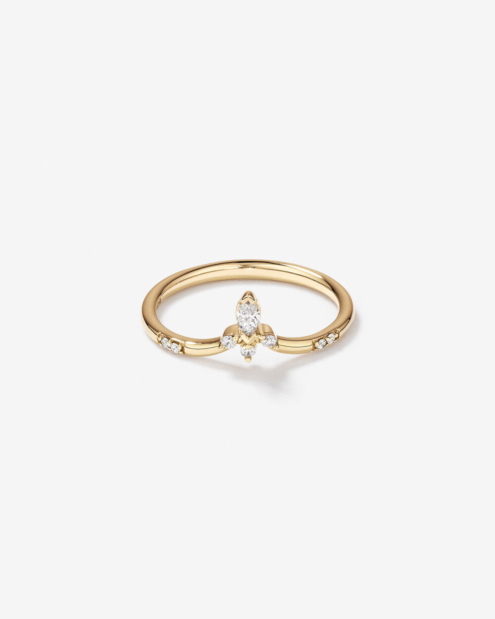 0.19 Carat Round Brilliant and Marquise Diamond Contoured Wedding Band in 14k Yellow Gold