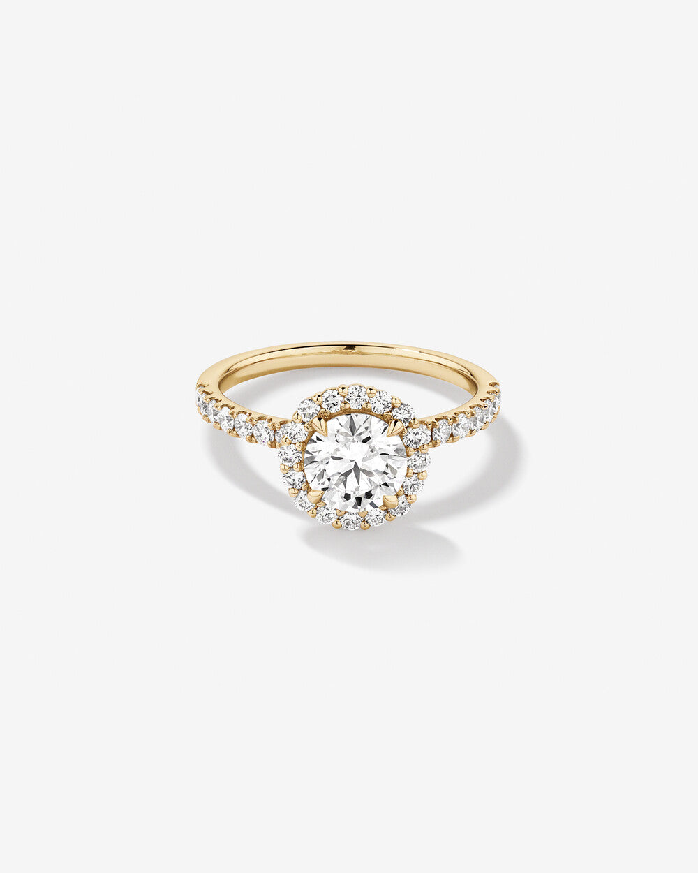 1.80 Carat TW Round Brilliant Lab-Grown Diamond Halo Engagemet Ring in 14kt Yellow Gold