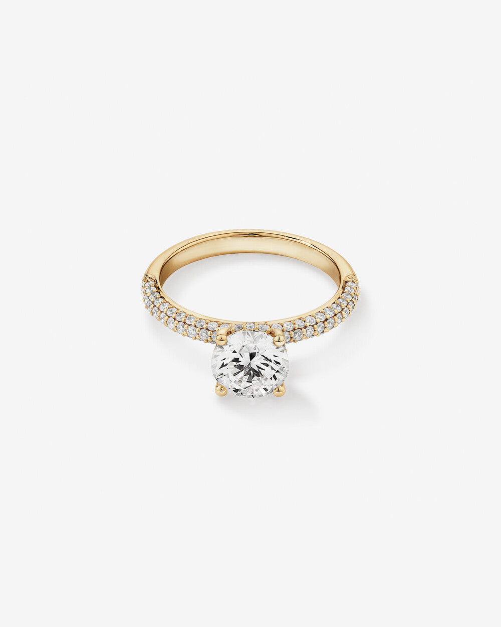 2.50 Carat TW Round Brilliant Lab Grown Diamond Solitaire Side Accent Engagement Ring in 14kt Gold