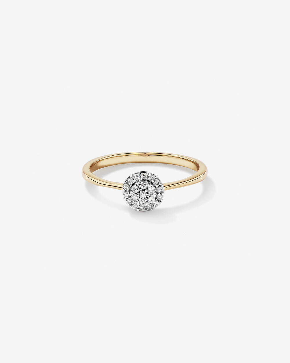 0.12 Carat Round Cluster Diamond Promise Ring in 14kt Yellow and White Gold