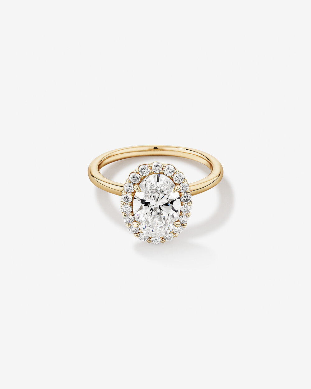 2.50 Carat TW Oval Cut Lab-Grown Diamond Halo Engagement Ring in 14kt Yellow Gold