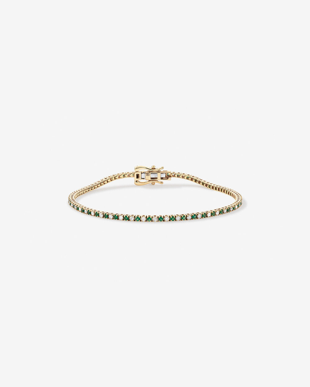 0.70 Carat Diamond and Created Emerald Tennis Bracelet in 14K Yellow Gold