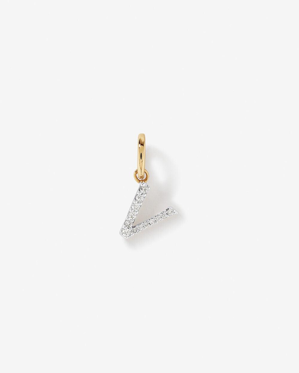 Lab Grown Diamond Letter V Initial Pendant in 10kt Gold By STERA