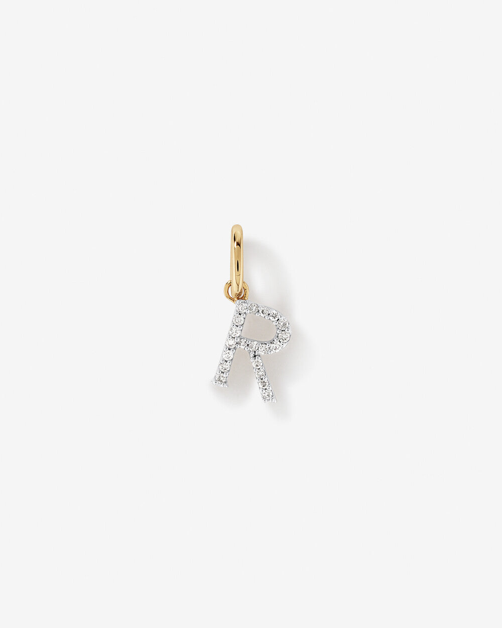 Lab Grown Diamond Letter R Initial Pendant in 10kt Gold By STERA