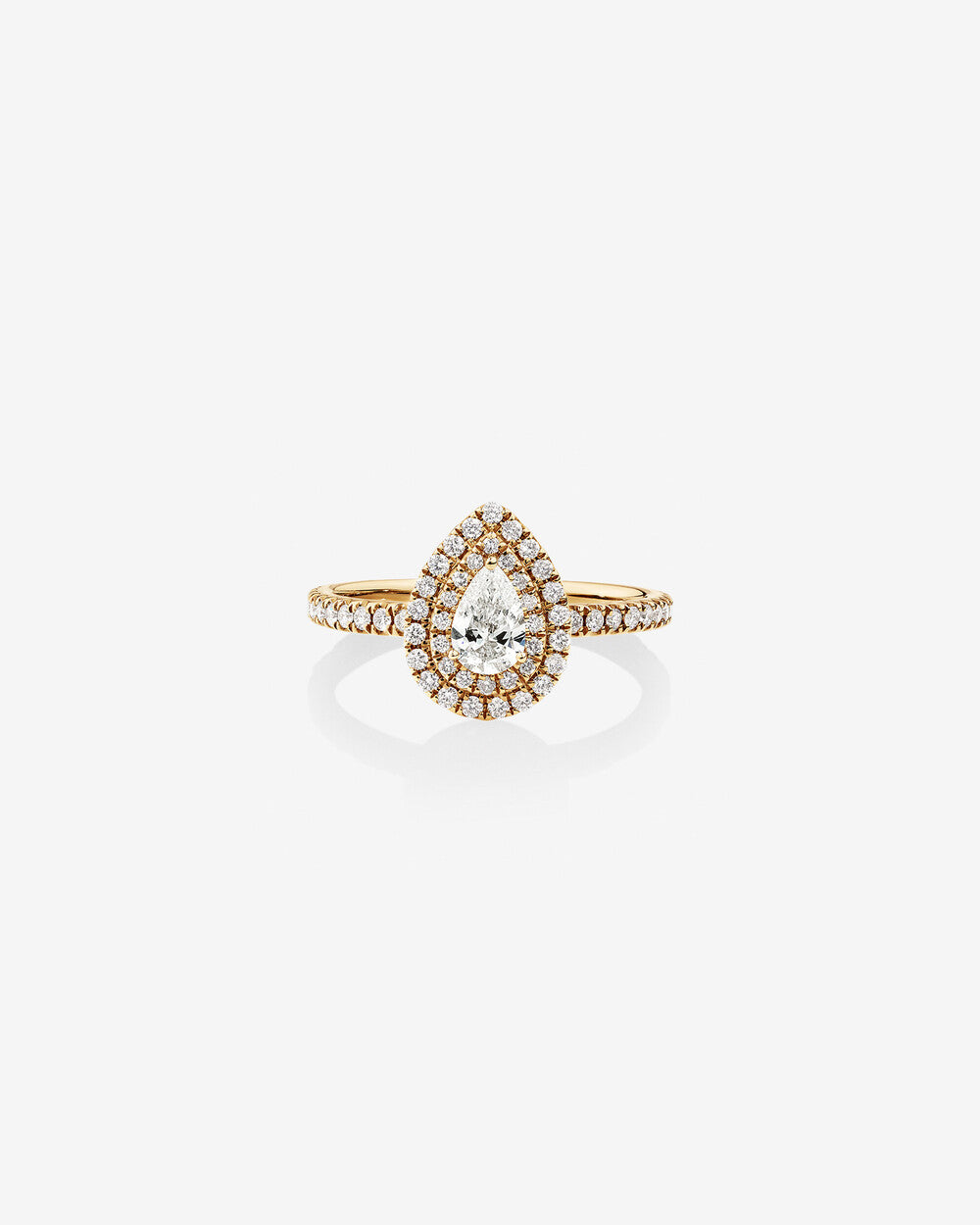 Double Halo Ring with 0.75 Carat of Diamonds in 14kt Yellow Gold
