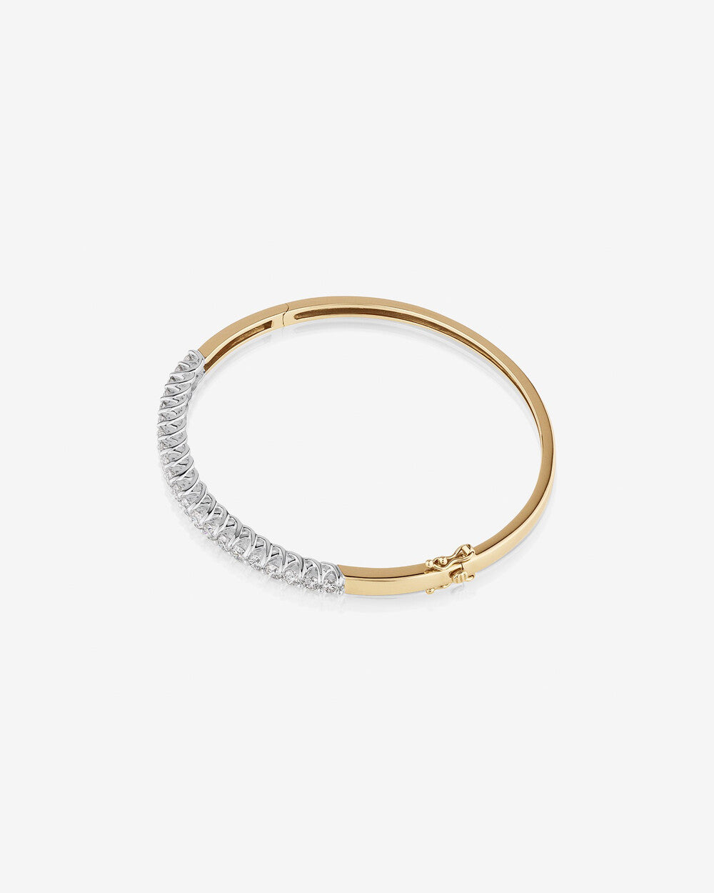 Hinged Bangle with 2.20 Carat of Diamonds in 14K Yellow & White Gold