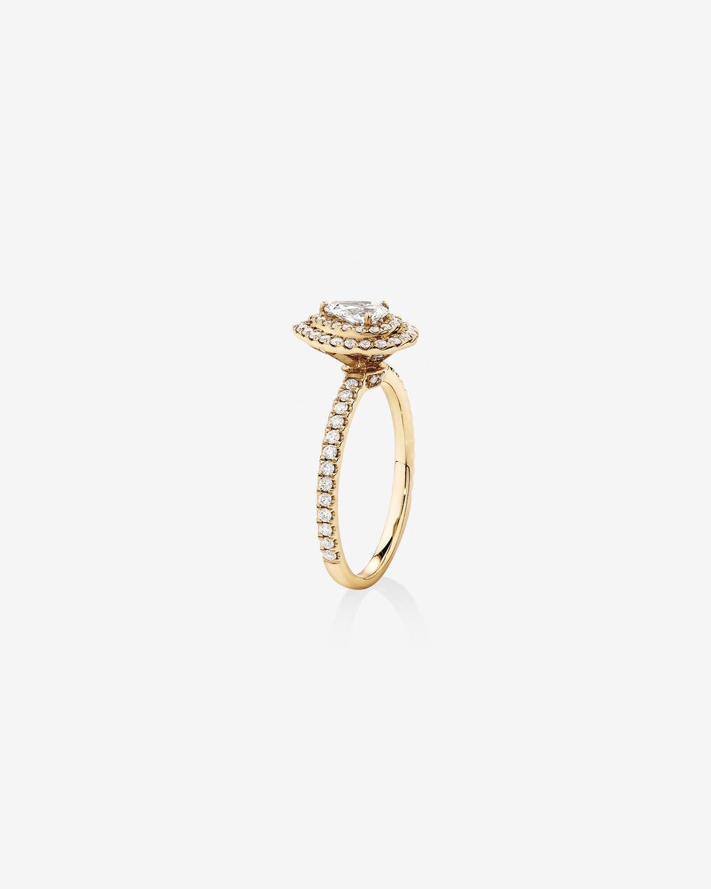 Double Halo Ring with 0.75 Carat of Diamonds in 14kt Yellow Gold