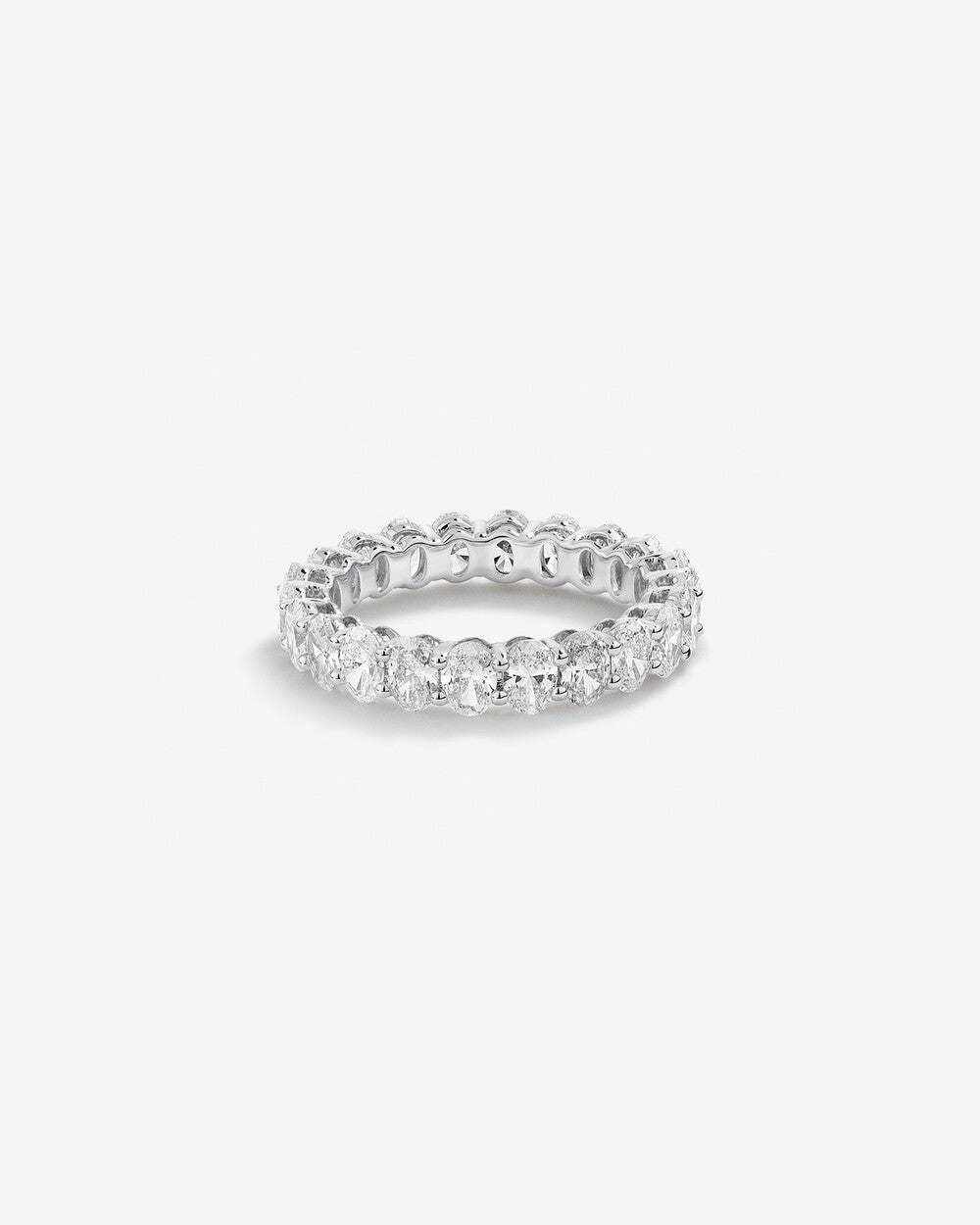 3.00 Carat Oval Lab Grown Diamond Eternity Ring in 14k White Gold
