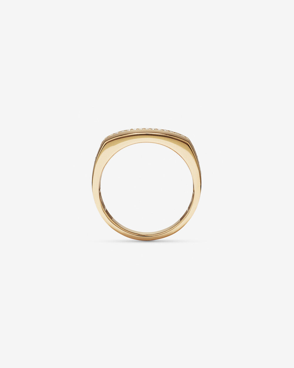 Men's Diamond Row Signet Ring in 14k Yellow Gold