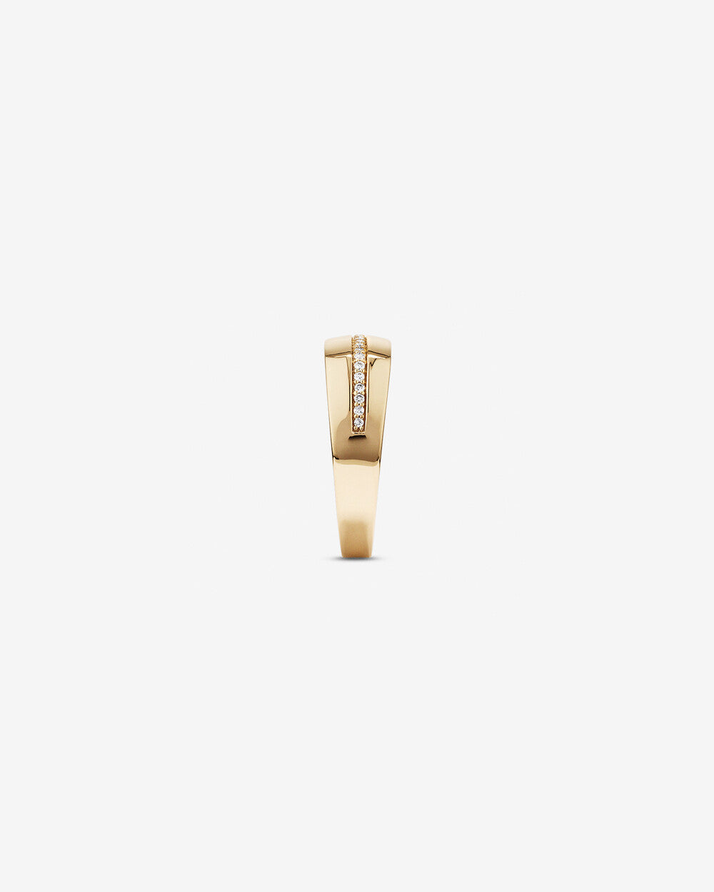 Men's Diamond Row Signet Ring in 14k Yellow Gold