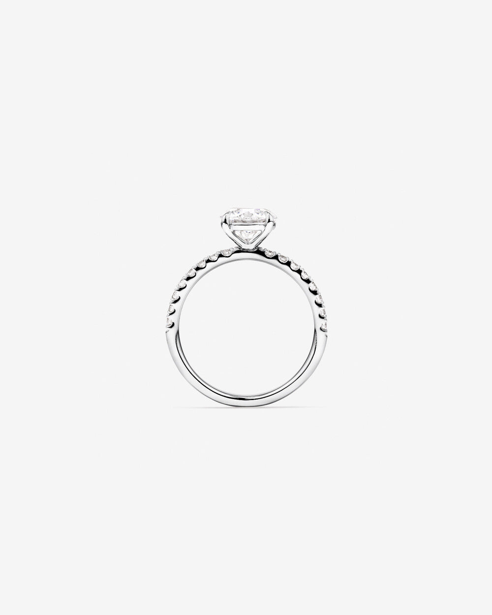 1.51 Carat Round Brilliant Lab-Grown Diamond Side Accent Engagement Ring in 14k White Gold