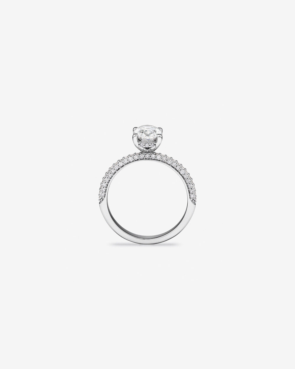 2.10 Carat Oval Cut Lab-Grown Diamond Solitaire Side Accent Engagement Ring in 14k White Gold