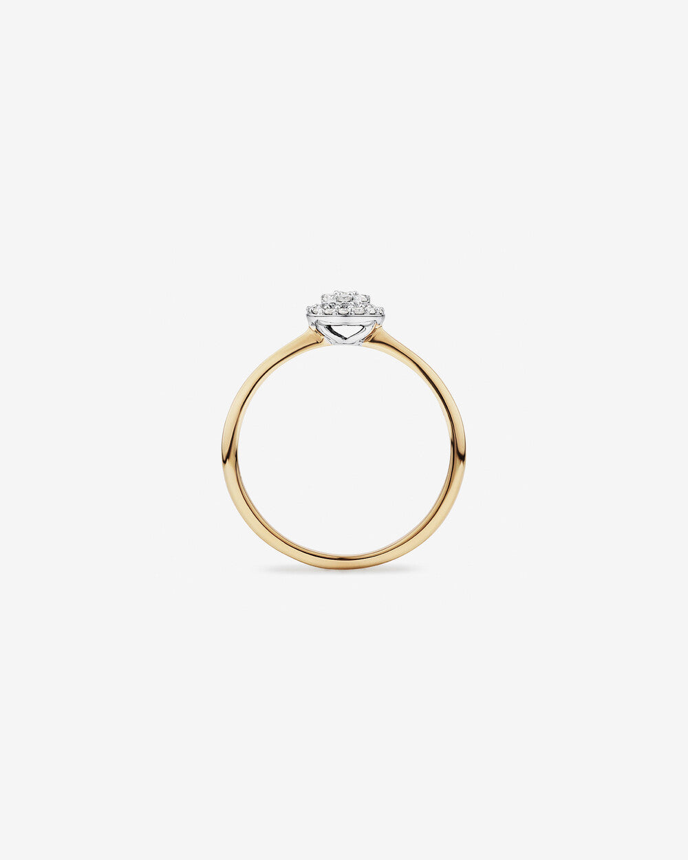 0.12 Carat Round Cluster Diamond Promise Ring in 14kt Yellow and White Gold