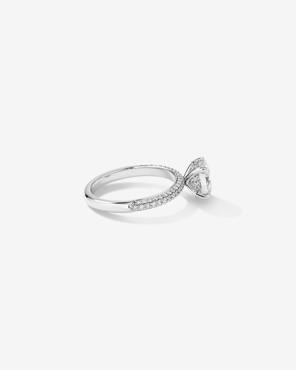 2.10 Carat Oval Cut Lab-Grown Diamond Solitaire Side Accent Engagement Ring in 14k White Gold