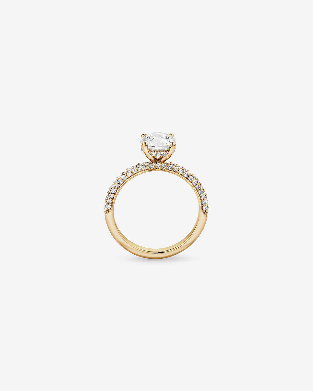 2.50 Carat TW Round Brilliant Lab Grown Diamond Solitaire Side Accent Engagement Ring in 14kt Gold
