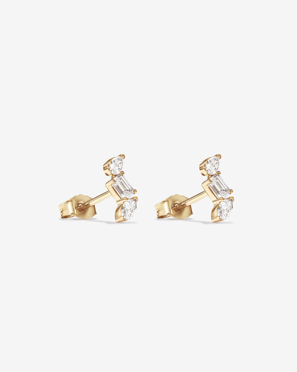 0.75 Carat Fancy Cut Stacked Lab-Grown Diamond Stud Earrings in 10k Yellow Gold