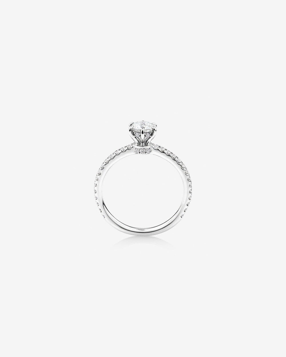 Round Engagement Ring with 0.80 Carat of Diamonds in 14k White Gold