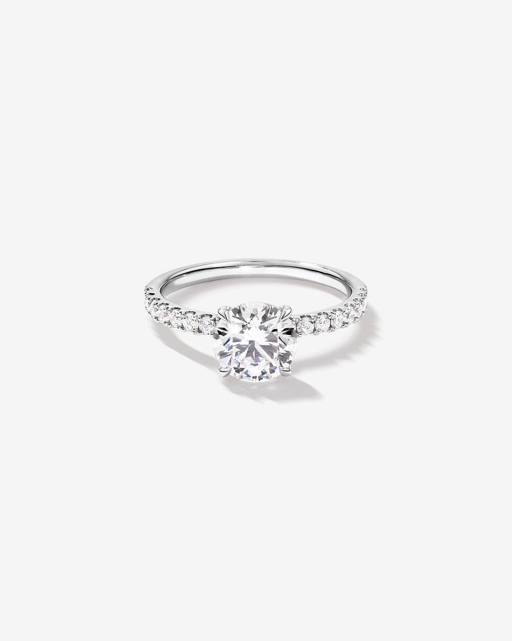 1.51 Carat Round Brilliant Lab-Grown Diamond Side Accent Engagement Ring in 14k White Gold