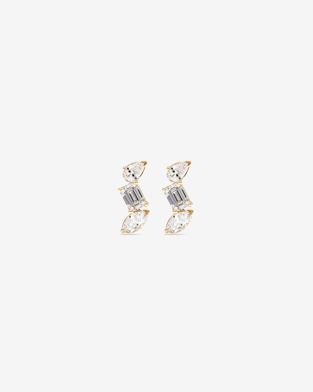 0.75 Carat Fancy Cut Stacked Lab-Grown Diamond Stud Earrings in 10k Yellow Gold