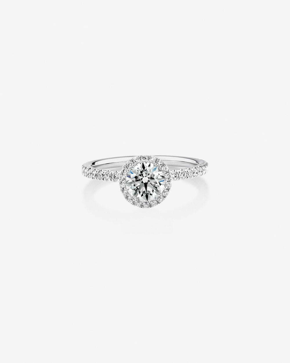 Halo Engagement Ring with 1.00 Carat of Diamonds in 14k White Gold