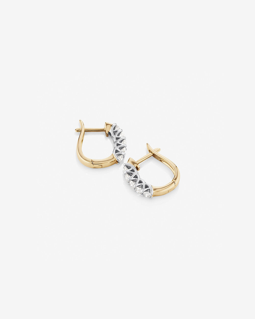 Hoop Earrings with 0.50 Carat of Lab Grown Diamonds in 14k Yellow & White Gold