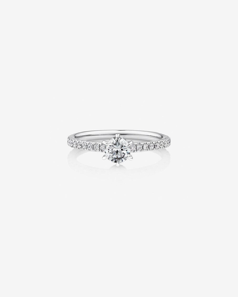 Round Engagement Ring with 0.80 Carat of Diamonds in 14k White Gold