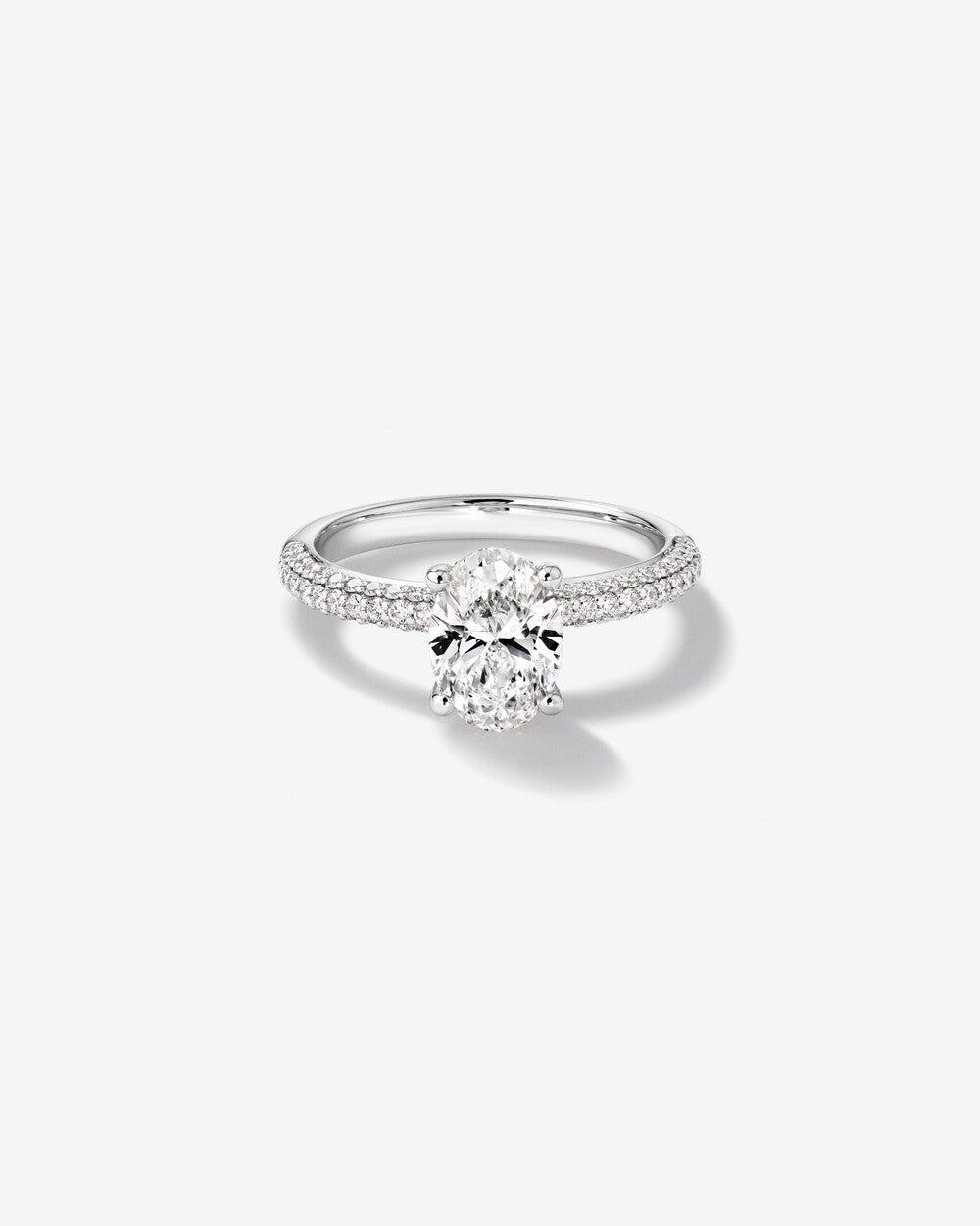 2.10 Carat Oval Cut Lab-Grown Diamond Solitaire Side Accent Engagement Ring in 14k White Gold