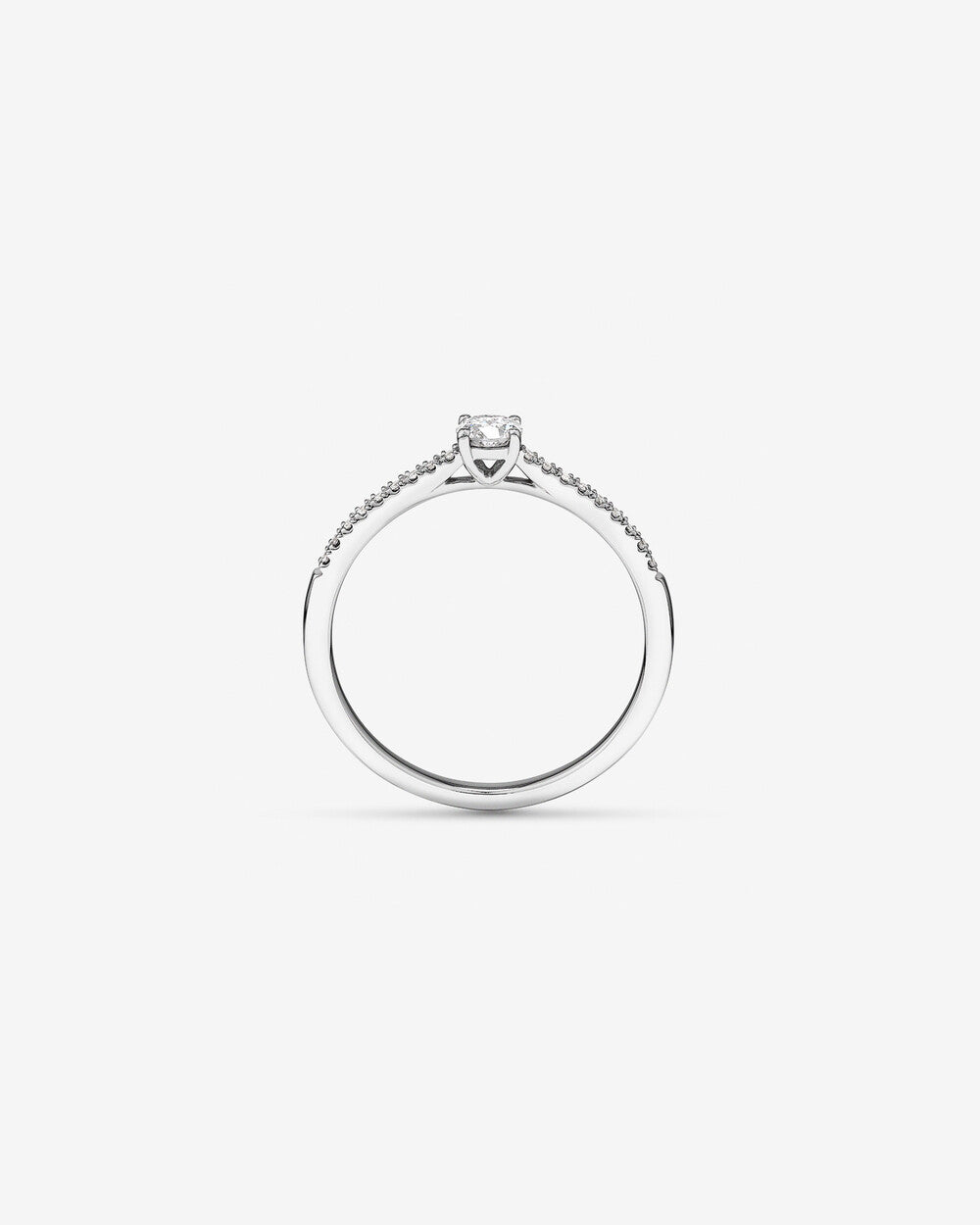 0.30 Carat TW Round Brilliant Diamond Side Accent Engagement Ring in 14k Gold