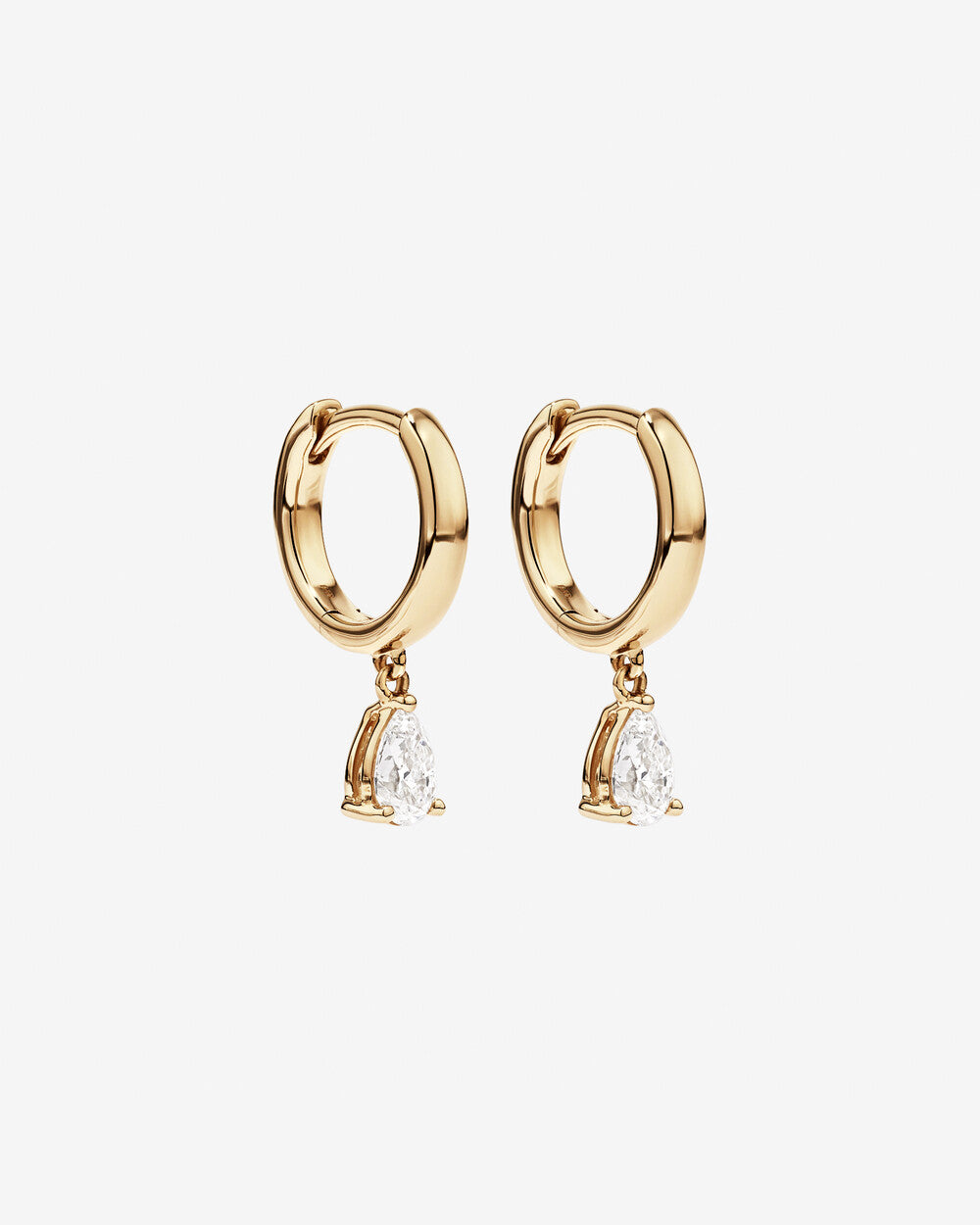 1.00 Carat TW Pear Cut Lab Grown Diamond Drop Sleeper Earrings in 14kt Gold