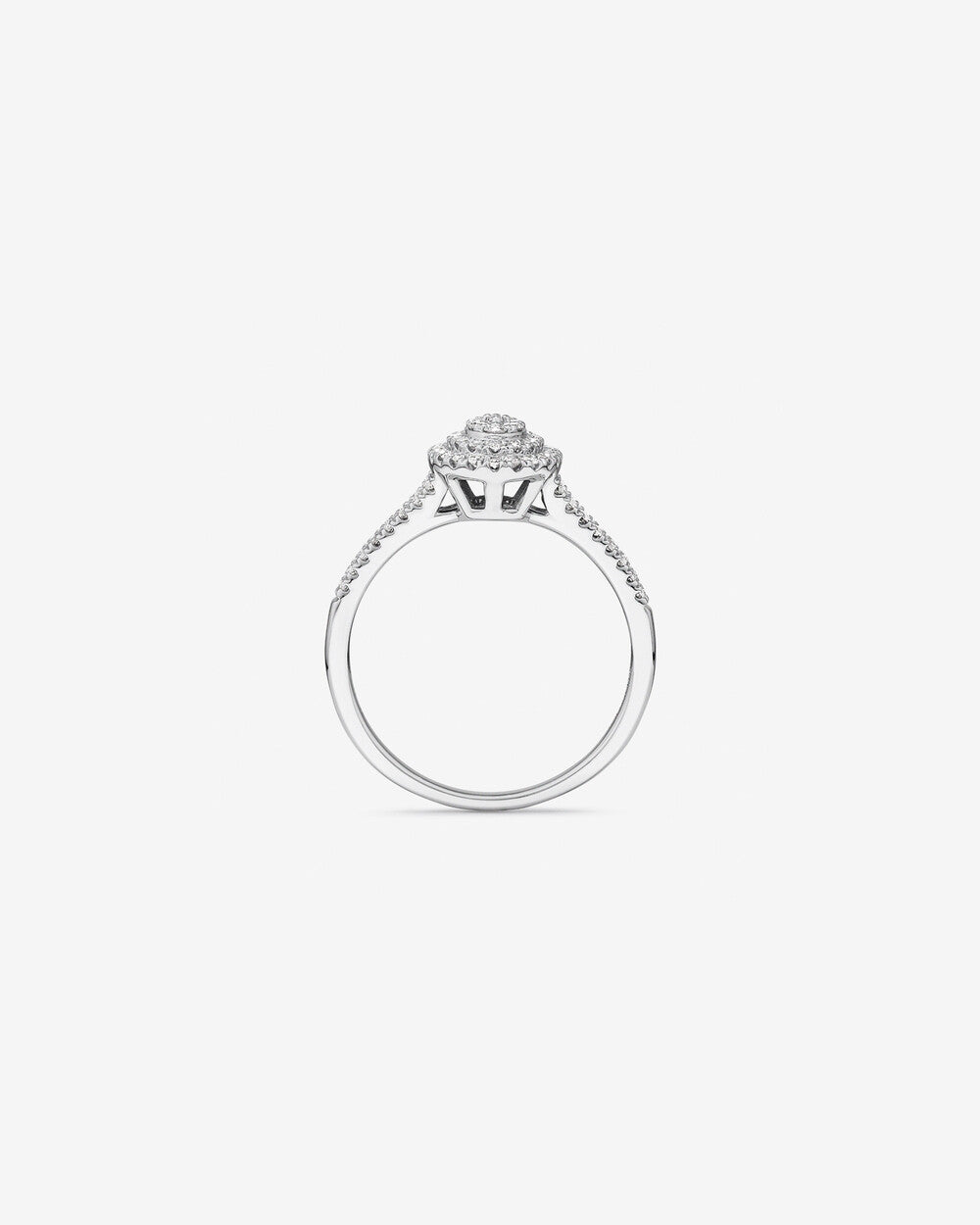 0.39 Carat TW Oval Cluster Halo Diamond Ring in 14k White Gold
