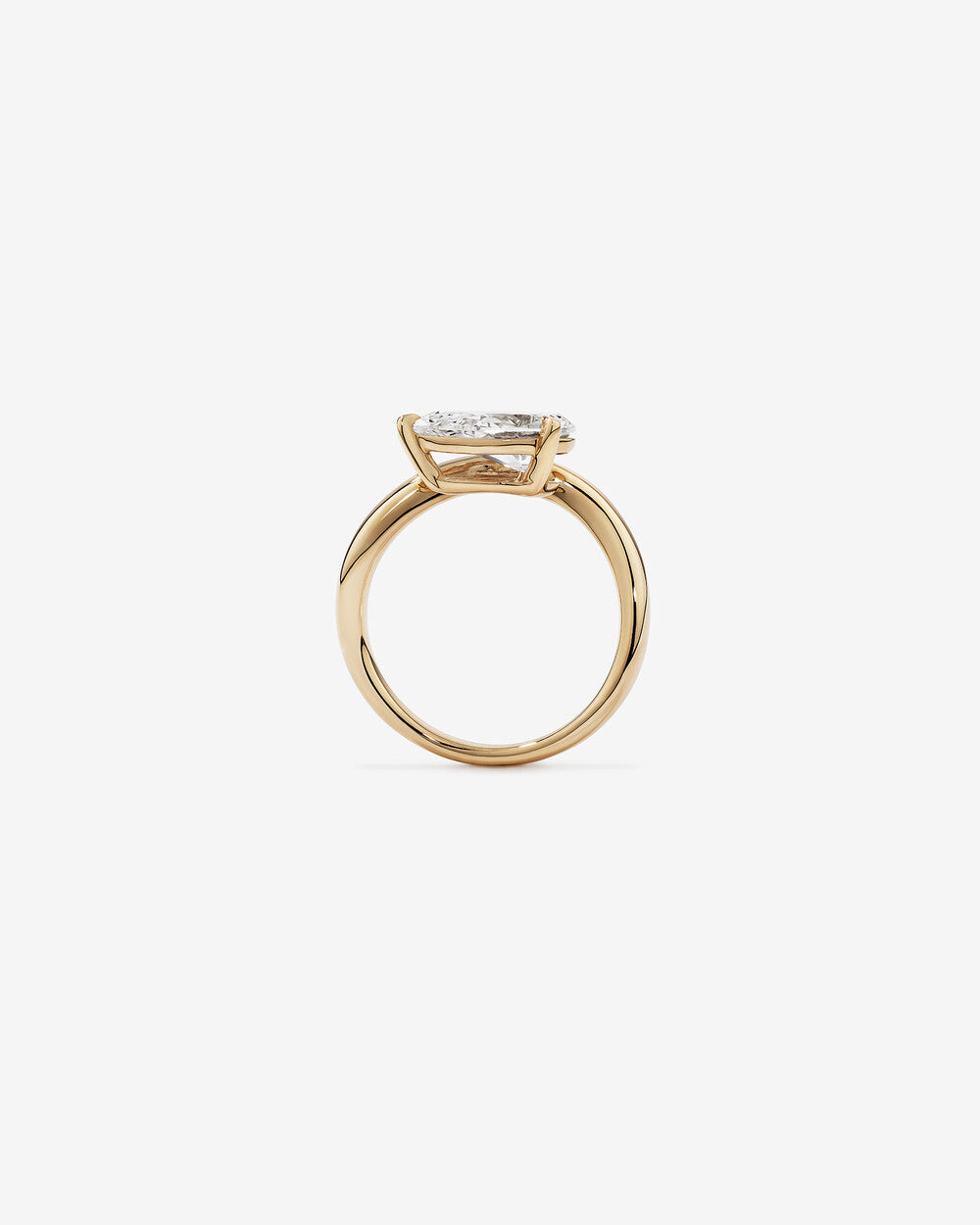 3.00 Carat East West Pear Cut Lab-Grown Diamond Wave Engagement Ring in 14kt Yellow Gold