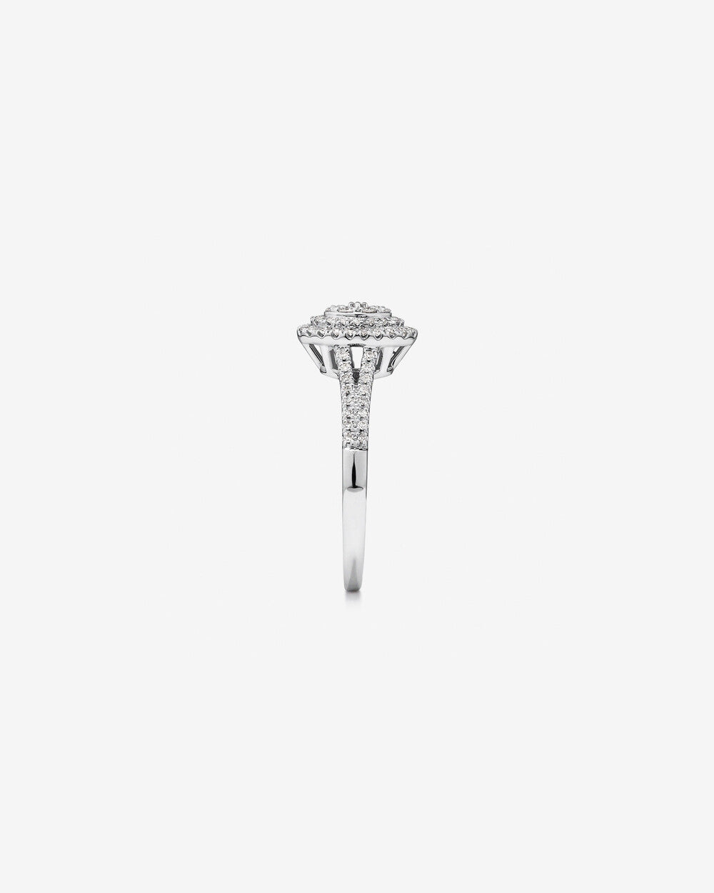 0.39 Carat TW Oval Cluster Halo Diamond Ring in 14k White Gold