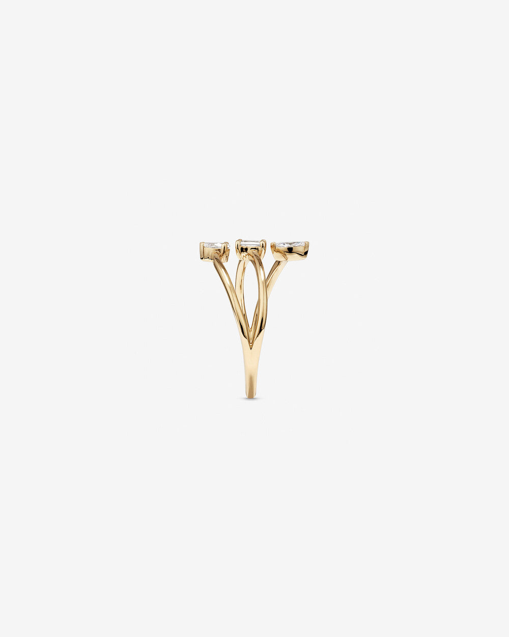 0.42 Carat TW Fancy Cut Lab-Grown Diamond 3 Stone Stacked Ring in 14kt Yellow Gold