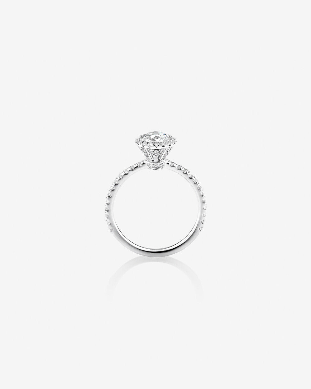 Halo Engagement Ring with 1.00 Carat of Diamonds in 14k White Gold