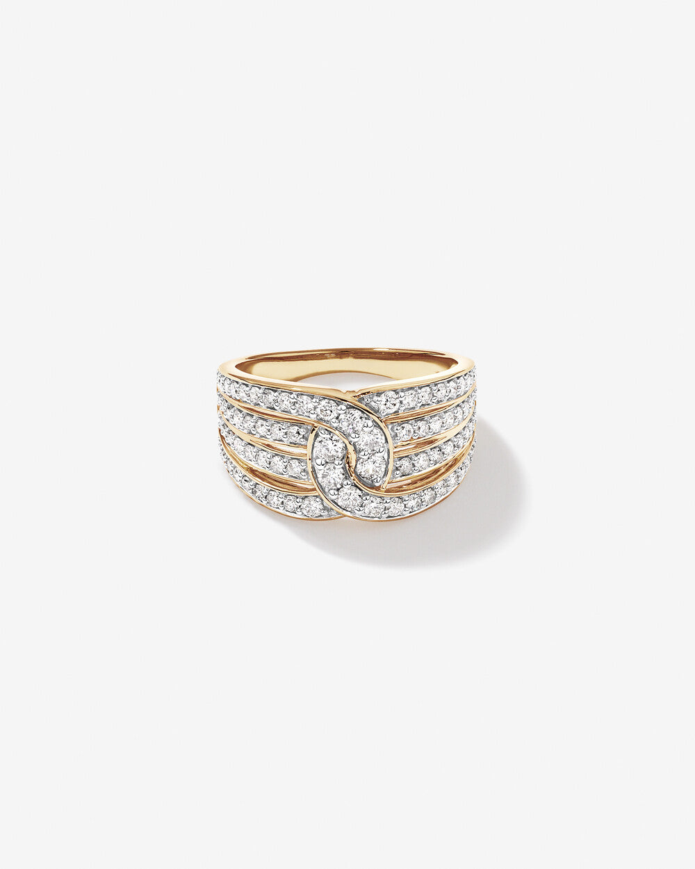1.10 Carat TW Lab Grown Diamond Link Ring in 14k White and Yellow Gold
