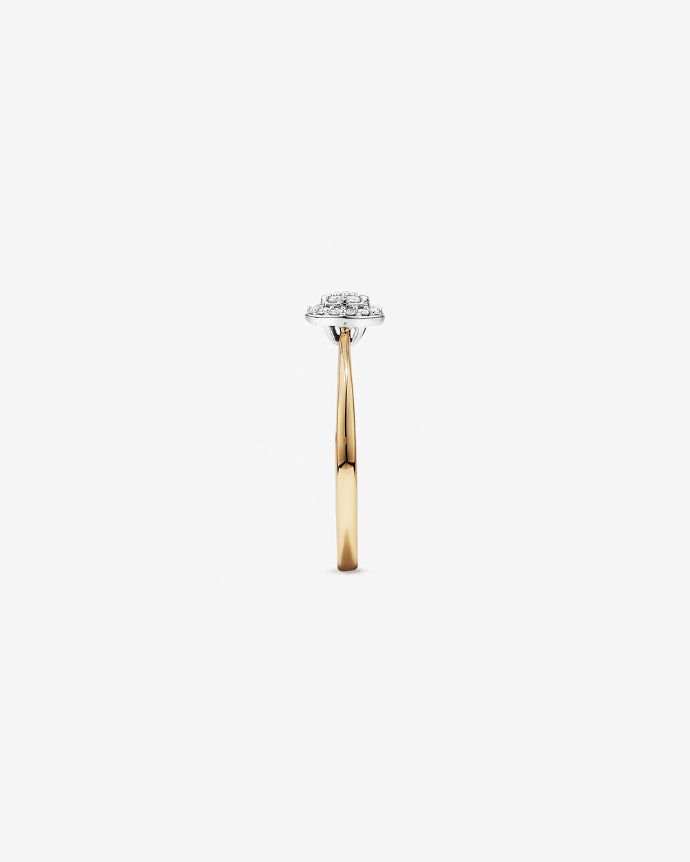 0.12 Carat Round Cluster Diamond Promise Ring in 14kt Yellow and White Gold
