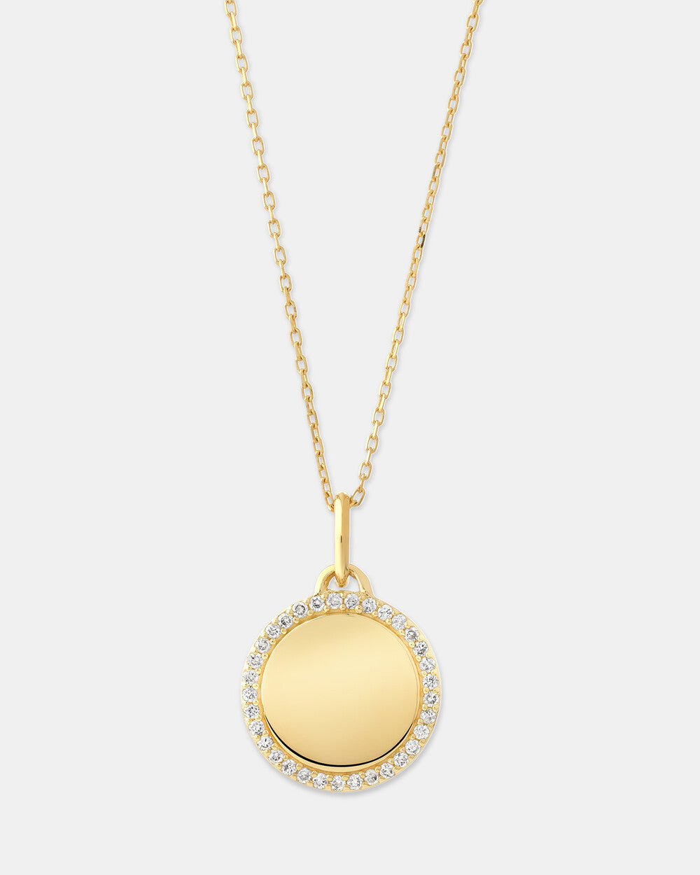 Lab Grown Diamond Outline Circle Pendant in 14kt Yellow Gold