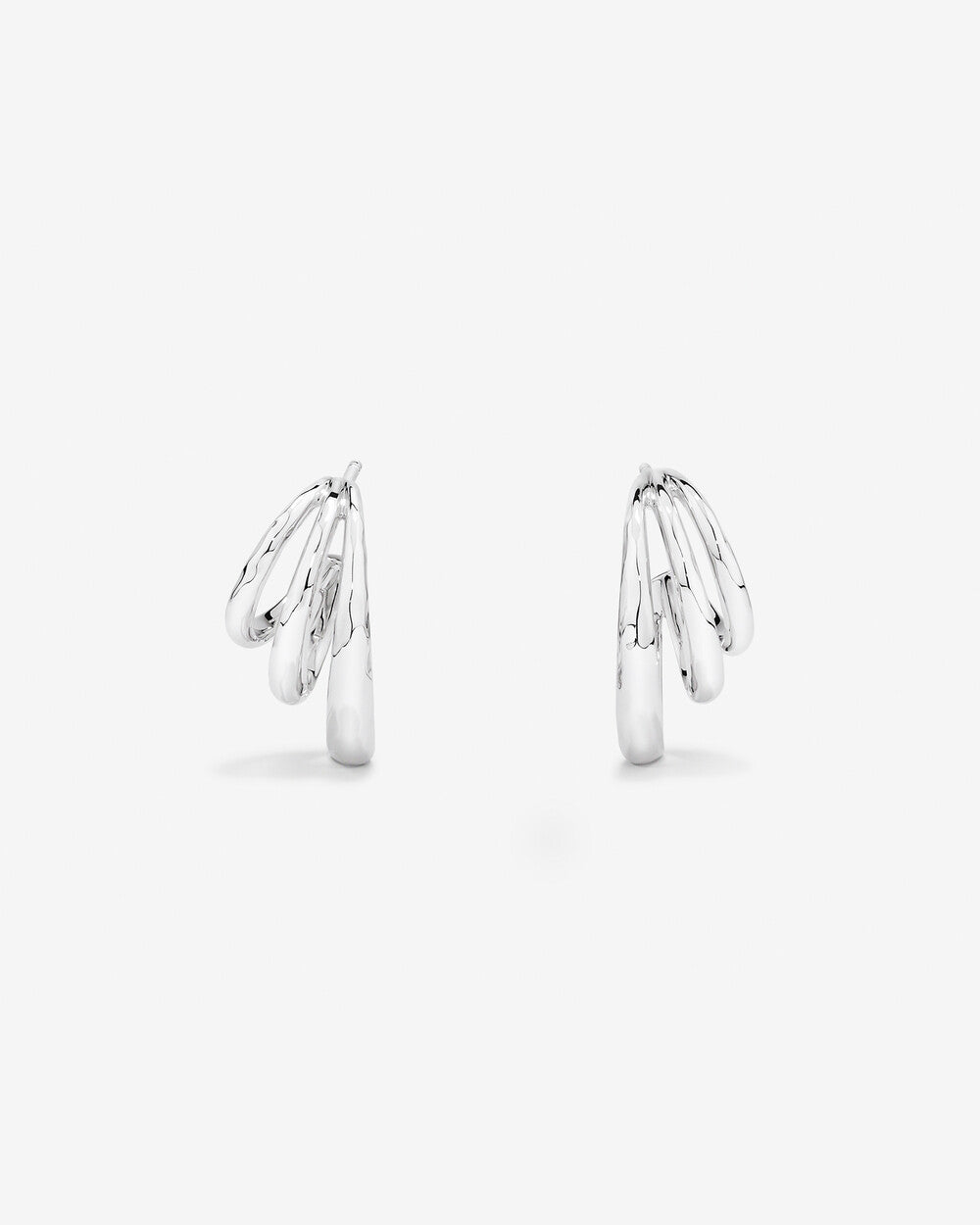 Triple Half Hoop Stud Earrings 14k Gold By STERA