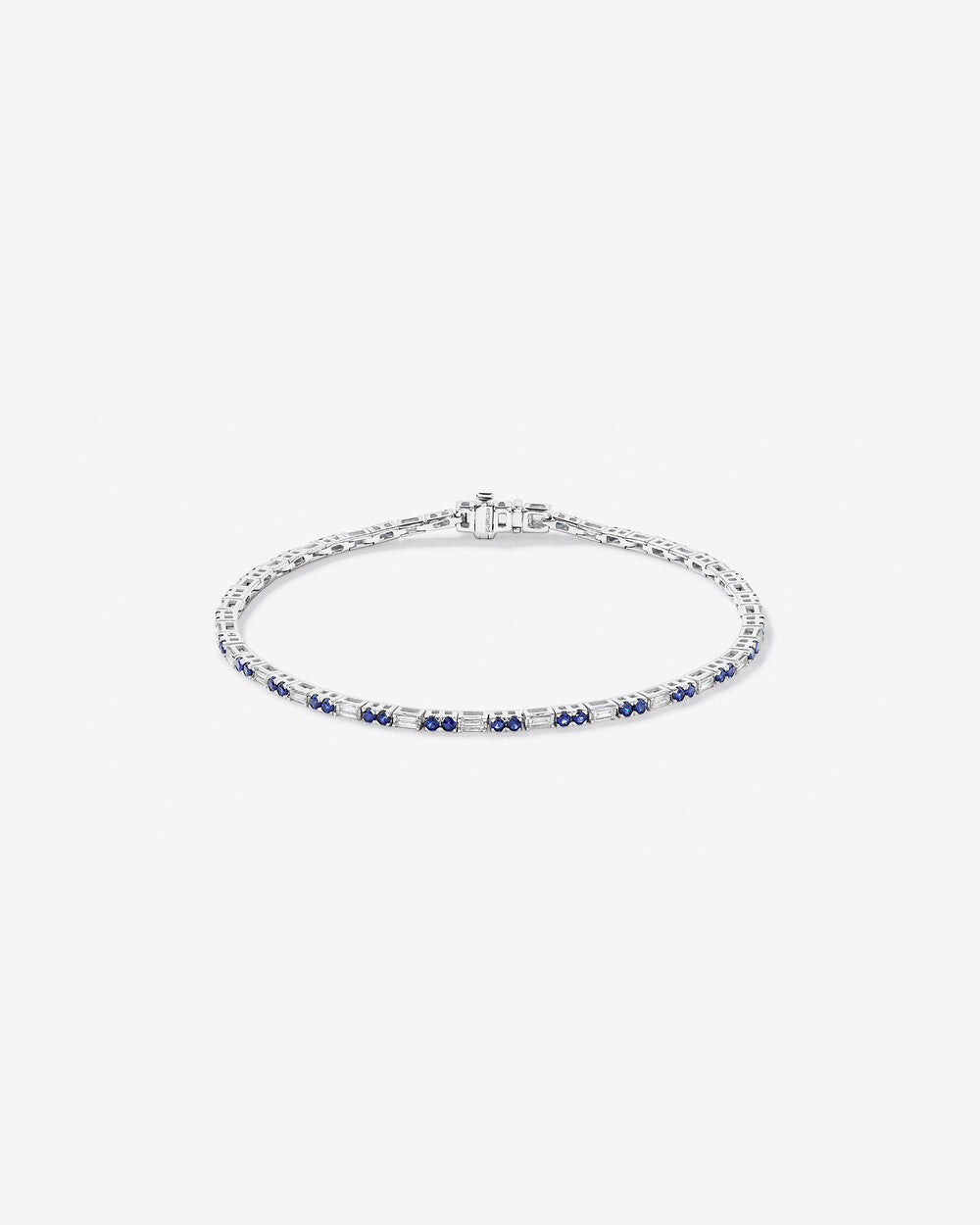 Sapphire & Lab Diamond Dot Tennis Bracelet with 0.69 Carat TW in 10kt White Gold