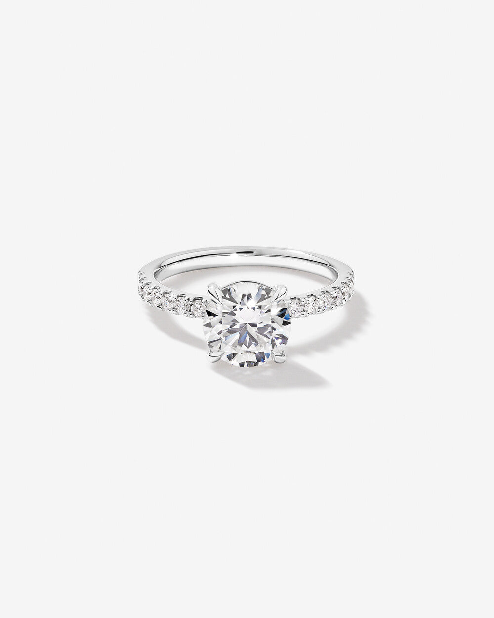 2.05 Carat Round Brilliant Lab-Grown Diamond Side Accent Engagement Ring in 14k White Gold