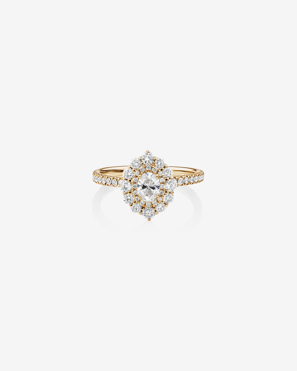 Oval Engagement Ring with 0.98 Carat TW Diamonds in 14kt Yellow Gold