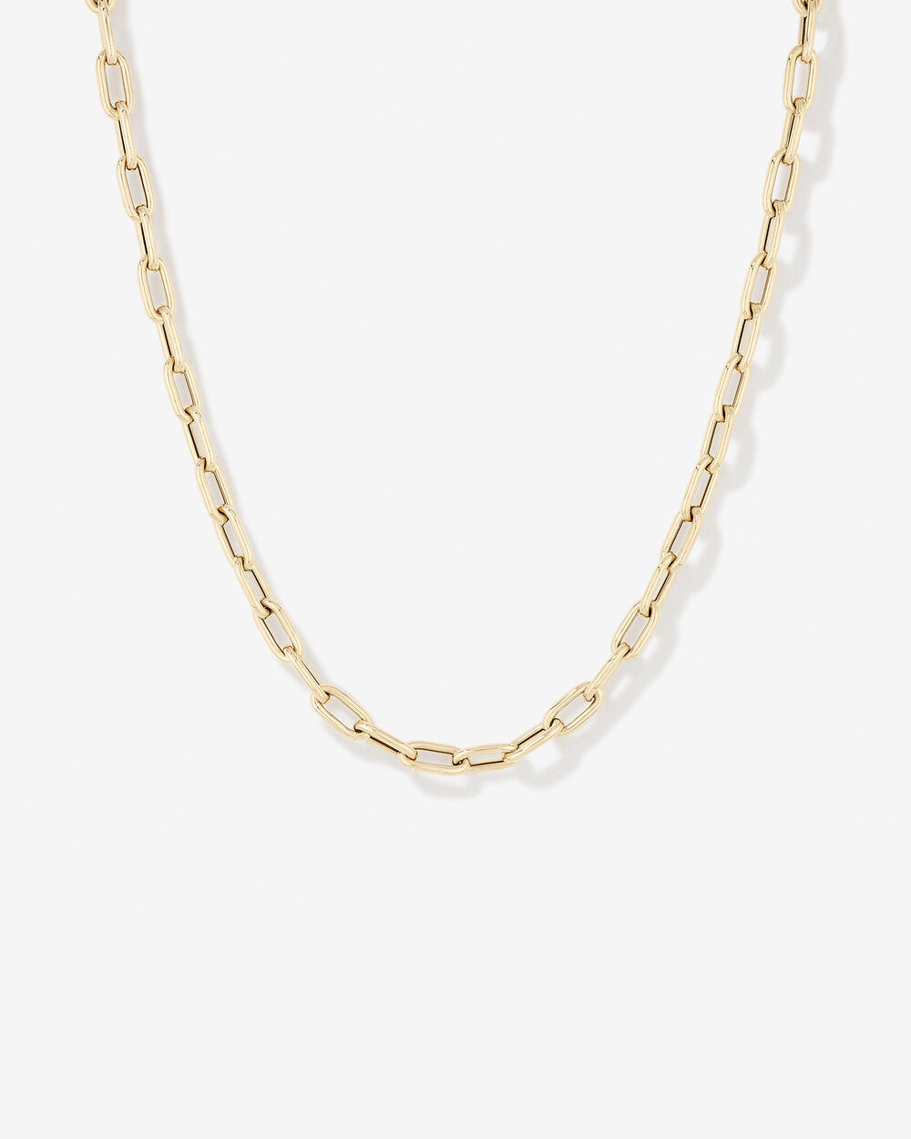 42cm Hollow Oval Paperclip Chain in 10k Yellow Gold