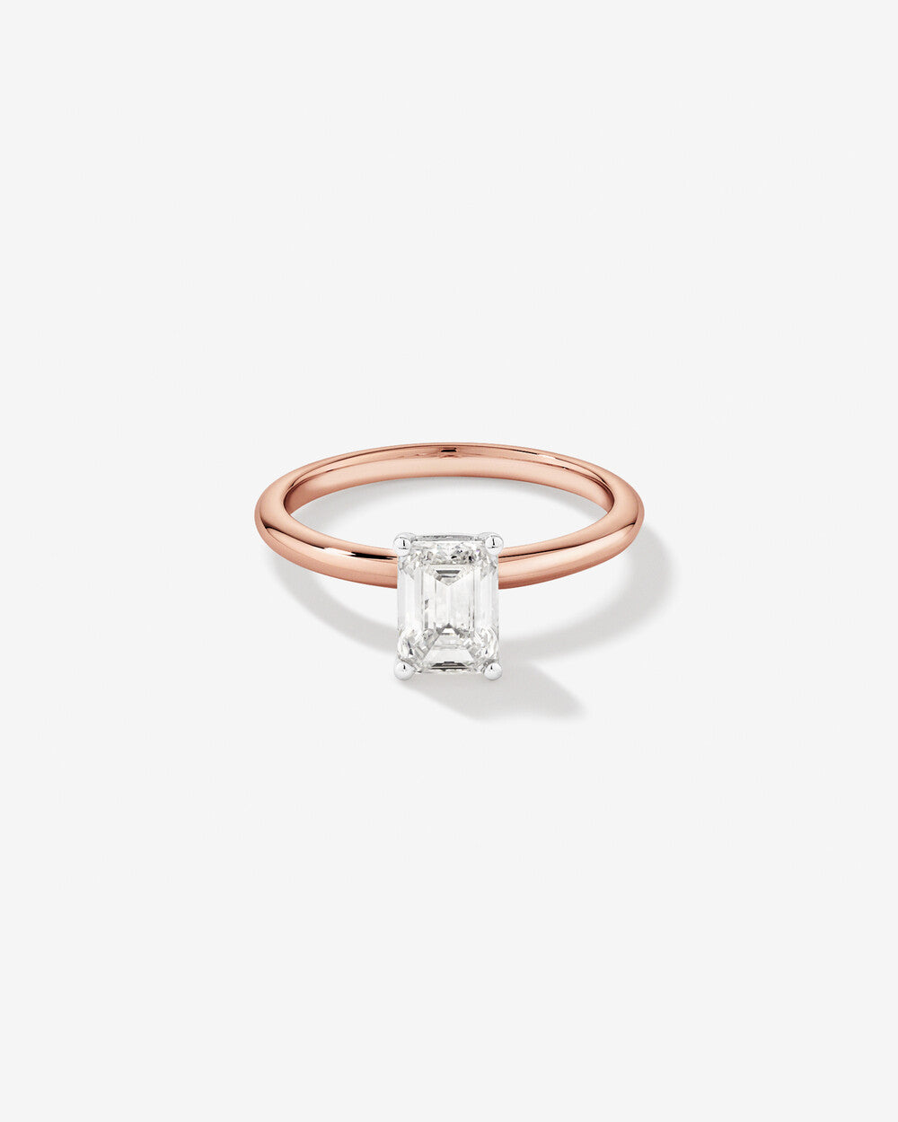 1.00 Carat TW Emerald Cut Lab Grown Diamond Solitaire Engagement Ring In 14kt Yellow and White Gold