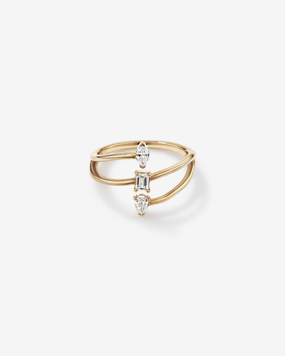 0.42 Carat TW Fancy Cut Lab-Grown Diamond 3 Stone Stacked Ring in 14kt Yellow Gold
