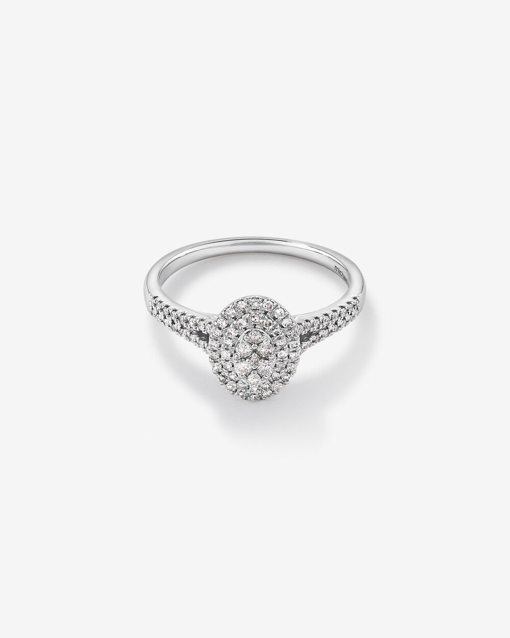 0.39 Carat TW Oval Cluster Halo Diamond Ring in 14k White Gold