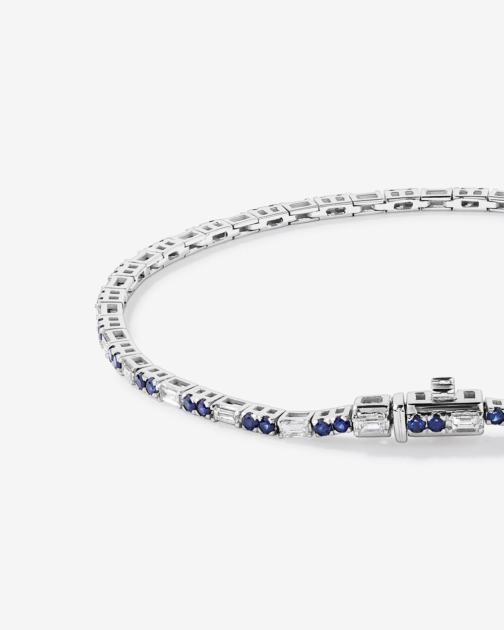 Sapphire & Lab Diamond Dot Tennis Bracelet with 0.69 Carat TW in 10kt White Gold