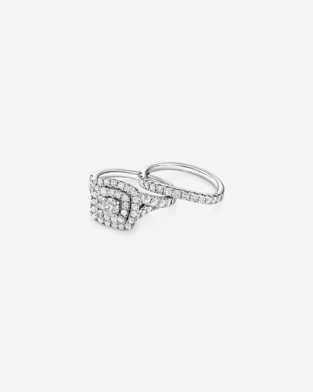 Bridal Set with 1.70 Carat TW of Lab Grown Diamonds in 14k White Gold