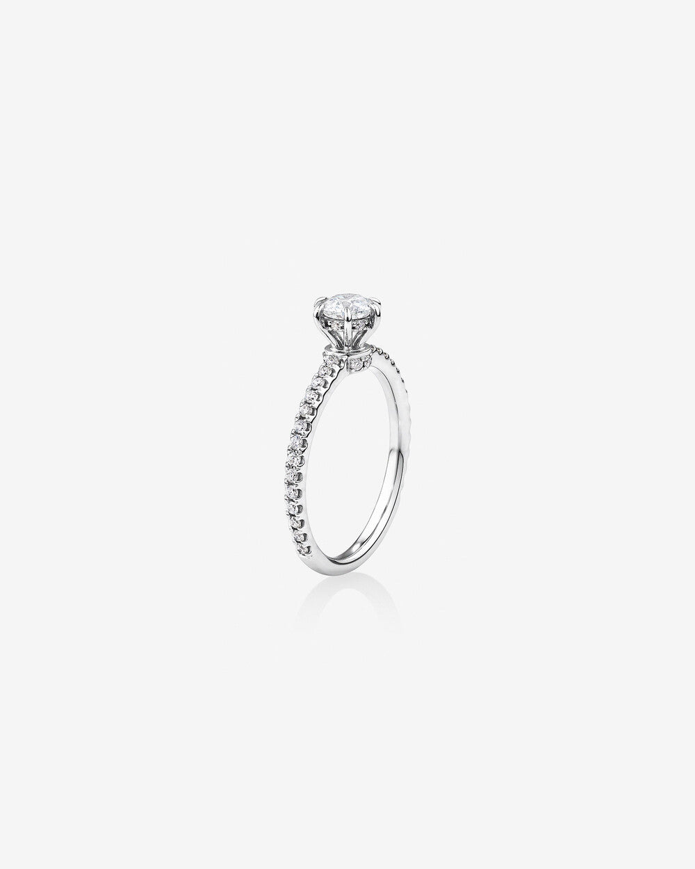 Round Engagement Ring with 0.80 Carat of Diamonds in 14k White Gold