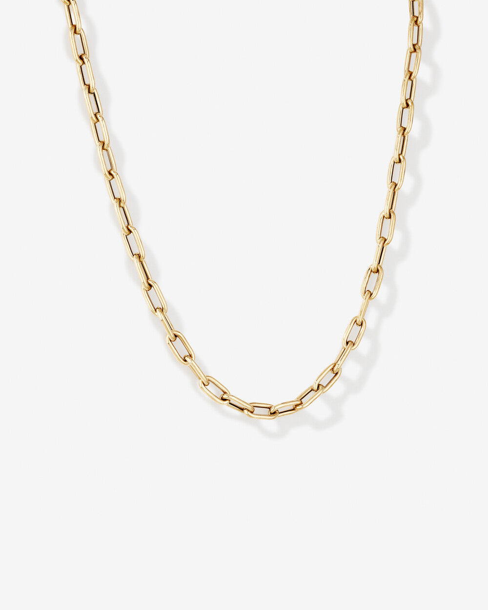 42cm Hollow Oval Paperclip Chain in 10k Yellow Gold